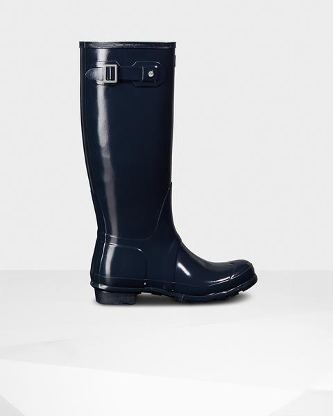 Women's Original Tall Gloss Rain Boots: Navy