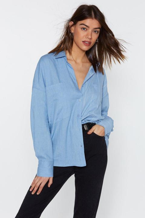 Womens Tell A Thing Or Two Striped Chambray Shirt