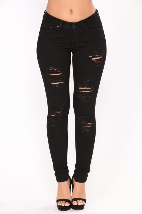 Robyn Distressed Skinny Jeans - Black