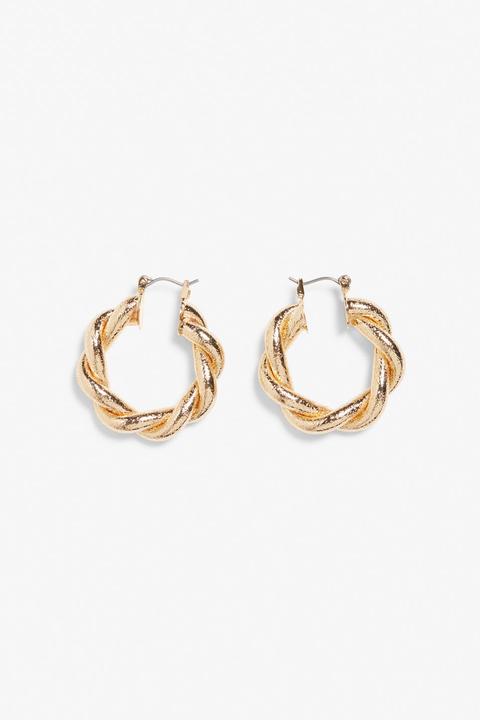 Twisted Gold Hoop Earrings - Gold