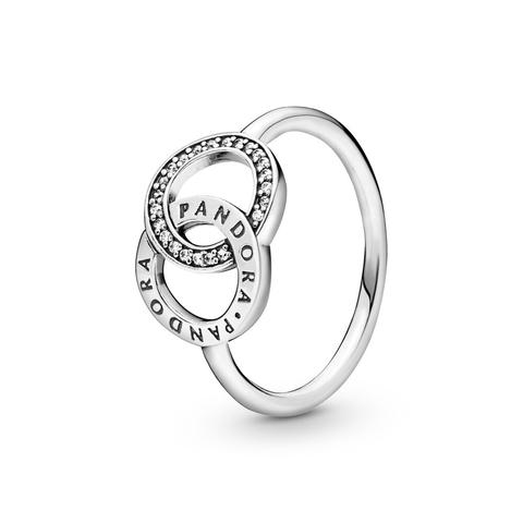 Entwined Circles Pandora Logo & Sparkle Ring - Sterling Silver / Clear