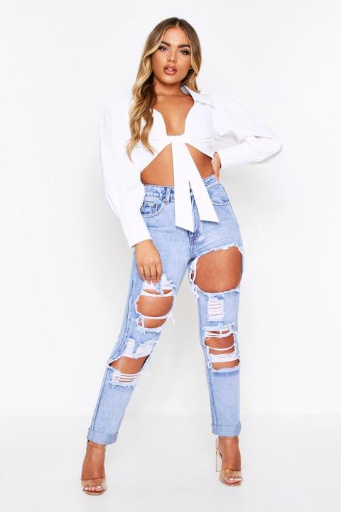 Distressed Ripped Mom Jeans