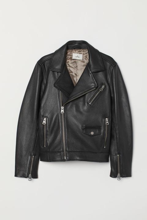 H & M - Leather Biker Jacket - Black