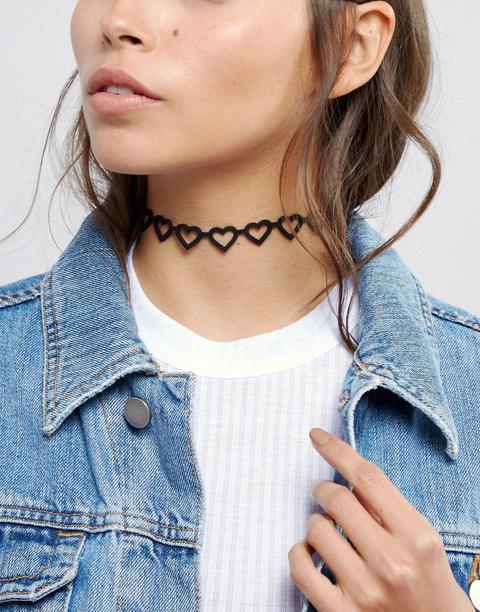 Asos - Collarino Con Cuori Aperti - Nero