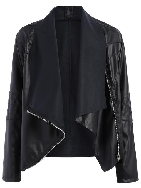 Zippered Pu Leather Jacket