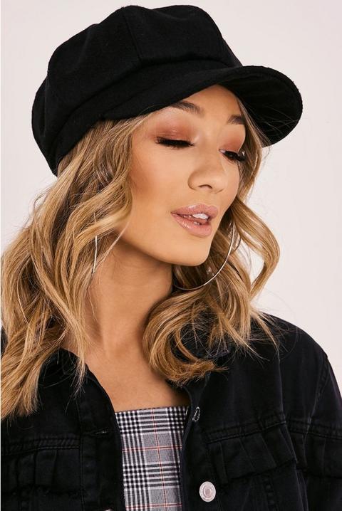 Black Brushed Baker Boy Hat