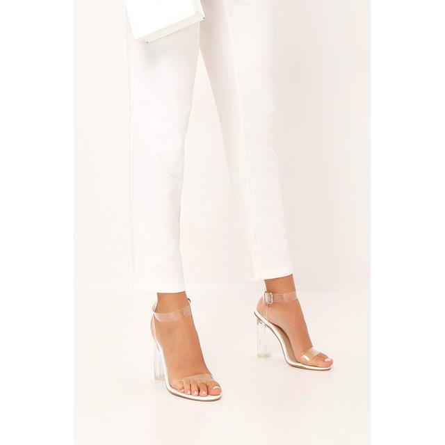 clear strap white heels