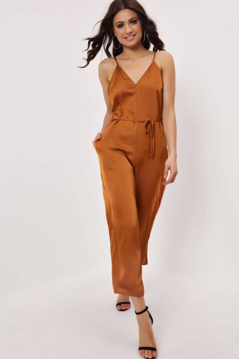 rust satin jumpsuit