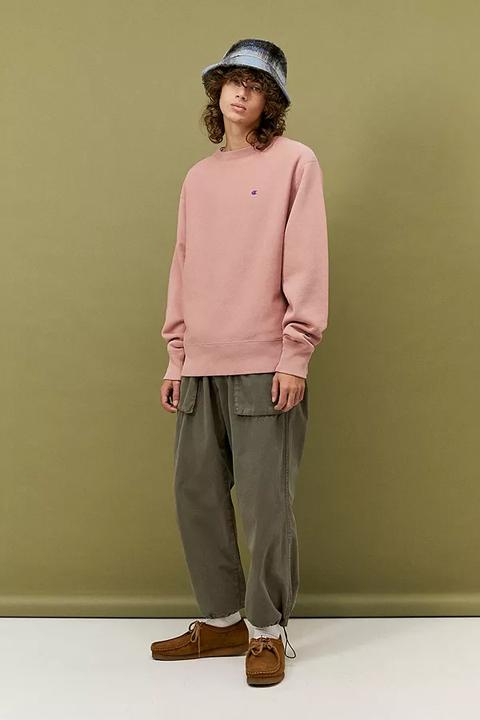 Champion Uo Exclusive Small C Ash Rose Crew Neck Sweatshirt - Pink L At Urban Outfitters