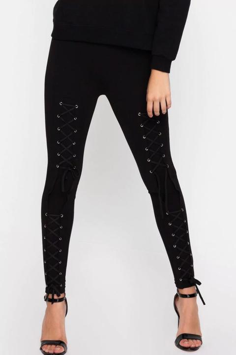 Leggings Neri Con Intrecci