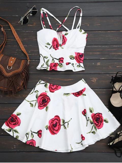 Falda Floral De Bralet Y Mini Falda White