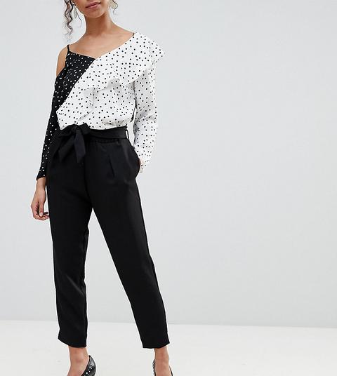 River Island Petite - Pantaloni Stretti In Fondo Allacciati In Vita - Nero