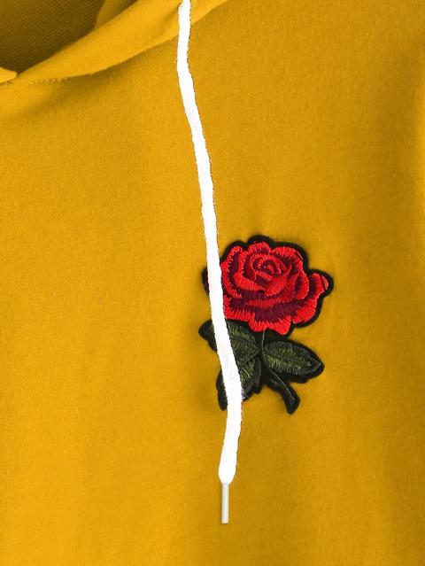 rose patch stripe sleeve hoodie