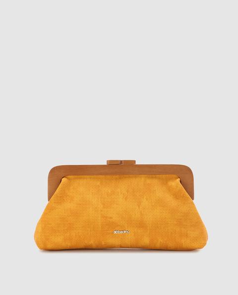 Abbacino - Clutch En Amarillo Con Boquilla De Madera