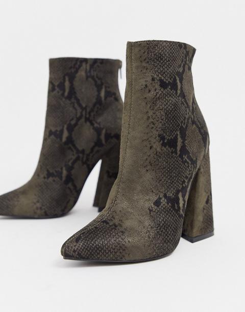 Botines En Punta Con Tacón En Bloque Y Diseño De Serpiente De Co Wren-beis