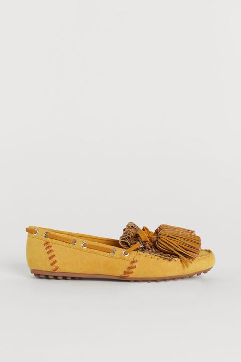 H & M - Moccasins With Fringes - Yellow