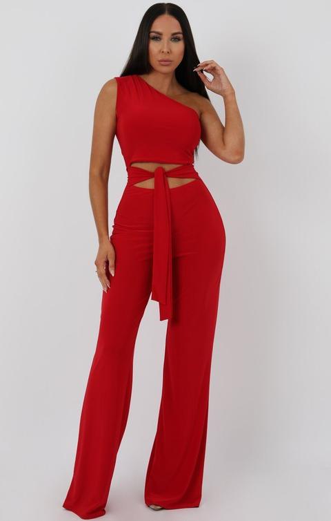 femme luxe red jumpsuit