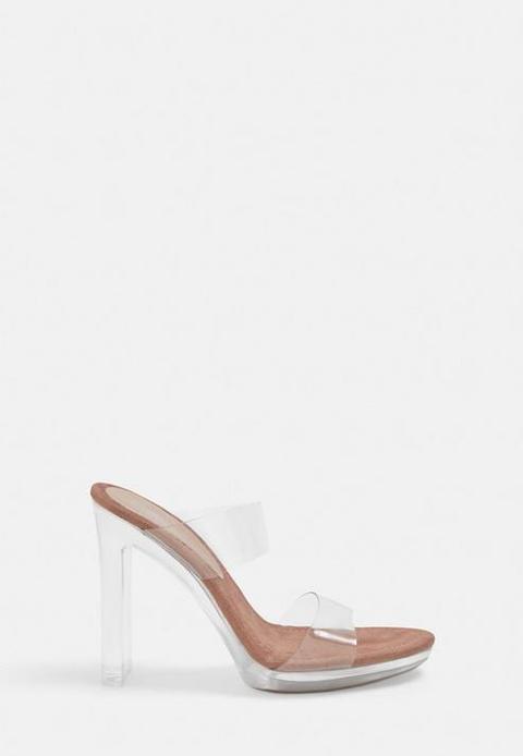 double strap clear heels