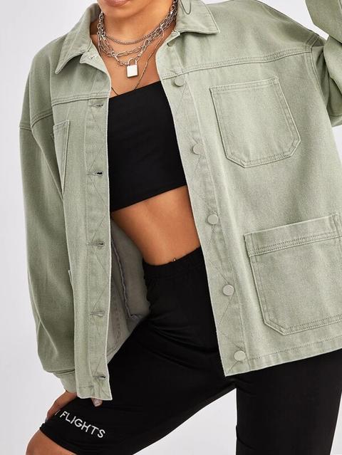 Boyfriend Denim Cargo Jacket