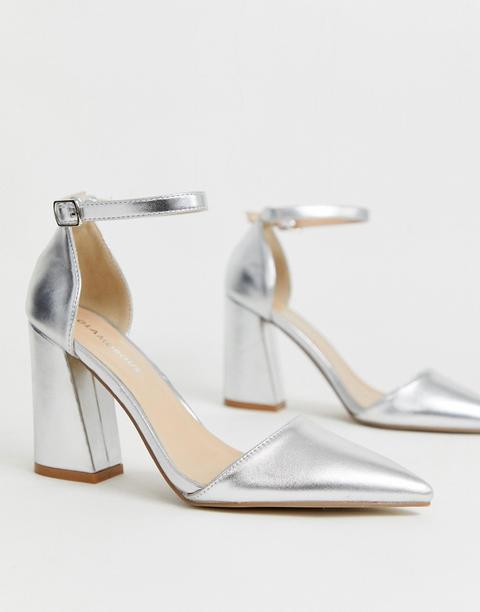 Glamorous - Scarpe A Punta Con Tacco Argento Metallico - Argento