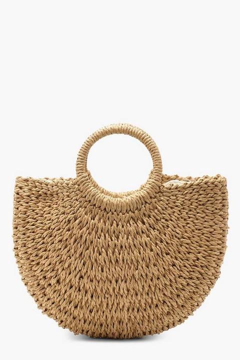 Sac En Forme De Demi-cercle En Paille - Petit Format - Naturel - One Size, Naturel