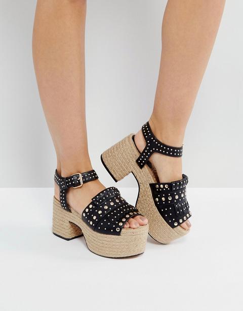 Asos - Titan - Sandali Stile Espadrilles Con Borchie - Nero