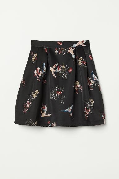 H & M - Falda Estampada De Satén - Negro