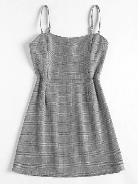 Vestito Cami A Quadri A Vita Alta Black