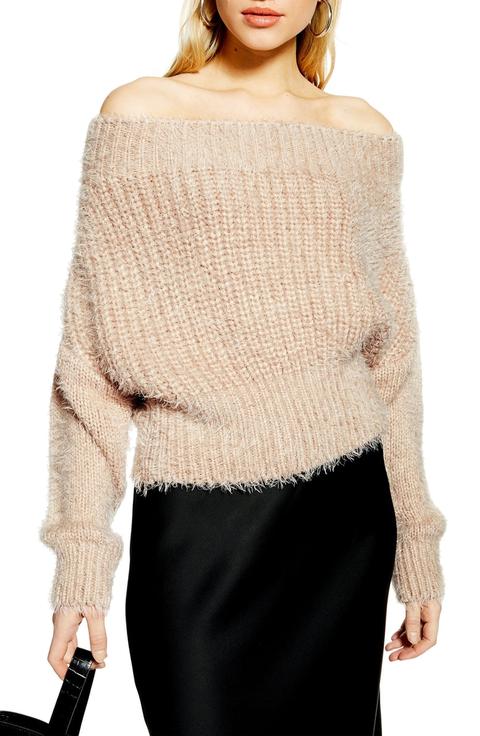 Fluffy Off The Shoulder Sweater