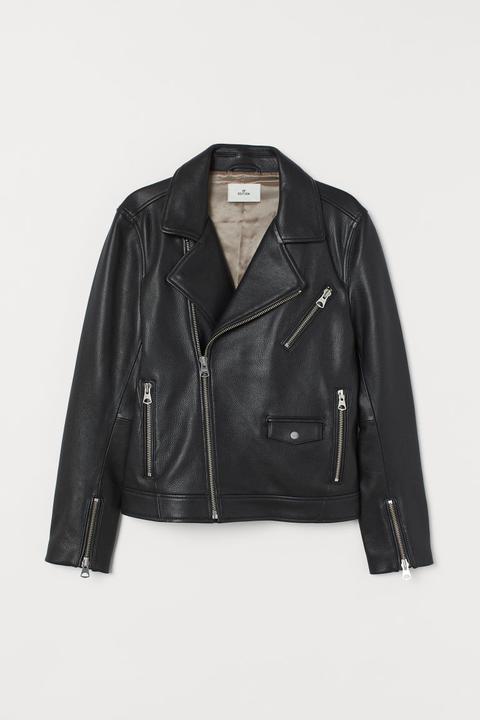 Leather Biker Jacket - Black