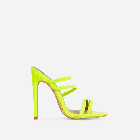 Letty Toe Strap Heel Mule In Lime Green Faux Leather, Green