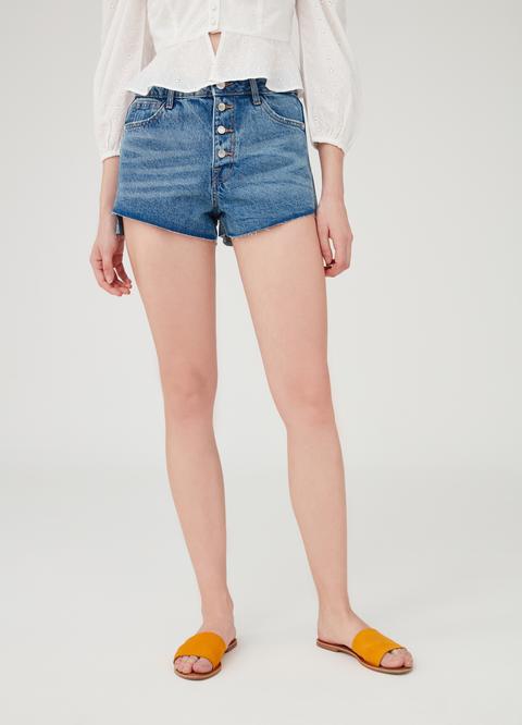 Shorts In Denim Delavato Vita Alta Tasche