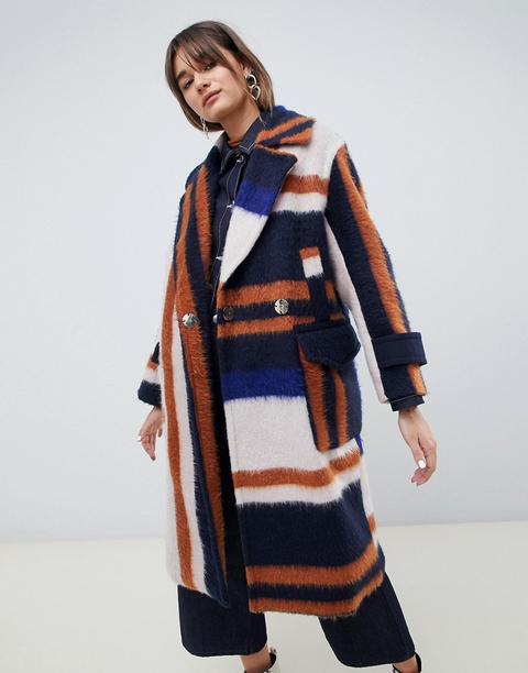 Asos Design - Cappotto A Quadri Spazzolato - Multicolore