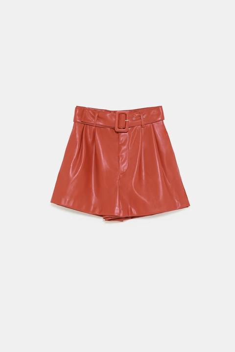 Faux Leather Bermuda Shorts