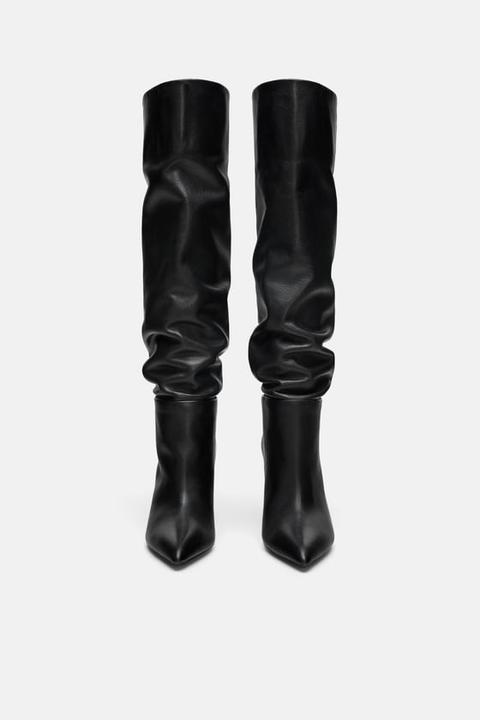 high heel leather boots