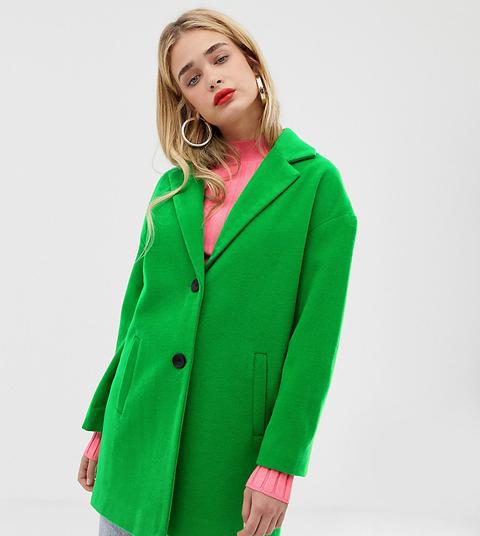 Abrigo De Botonadura Sencilla En Verde De Stradivarius