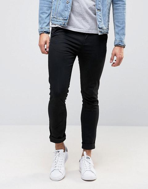 Chinos Ajustados En Negro De New Look
