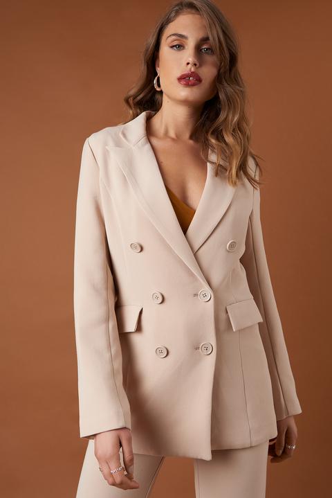 Na-kd Classic Relaxed Double Breasted Blazer - Beige