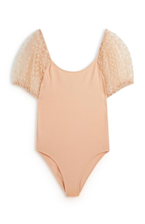 Mesh Puff Sleeve Bodysuit