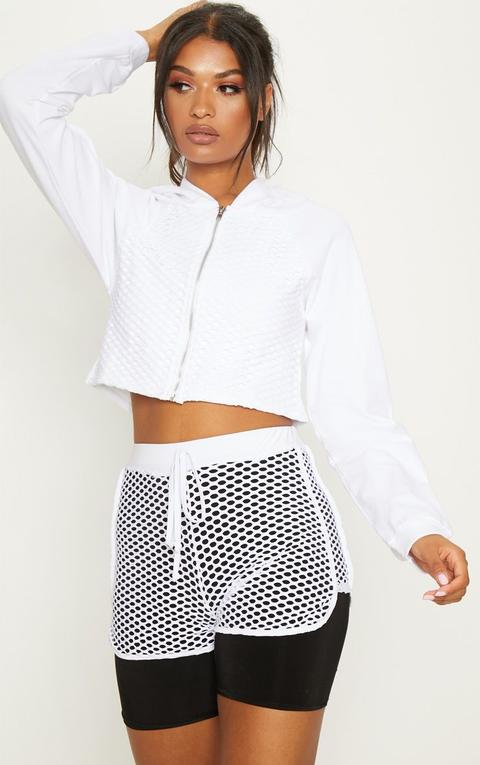 white fishnet shorts