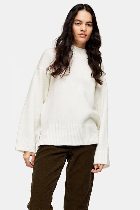 Womens Ivory Central Seam Knitted Jumper - Ivory, Ivory