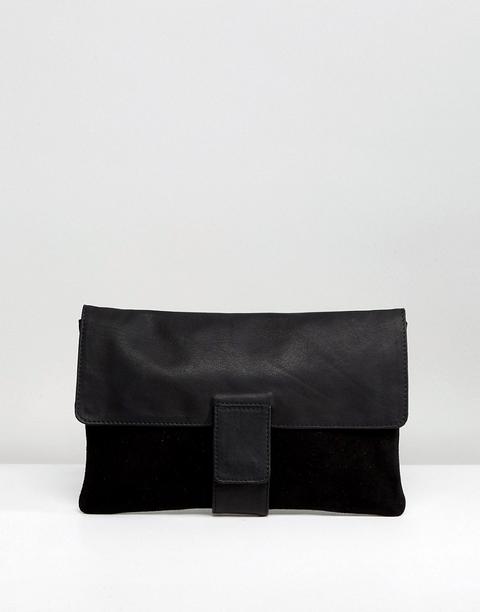 Asos - Pochette Con Linguette In Pelle E Camoscio - Nero