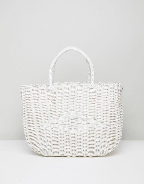 Bershka - Borsa Shopper Intrecciata Bianca - Bianco