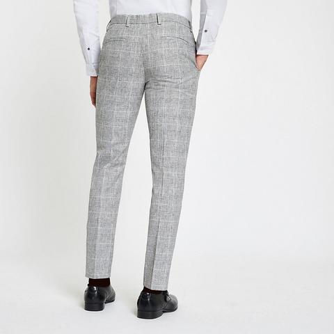grey check skinny fit trousers