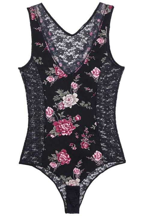 Body Stampa Fiori Dark Magenta