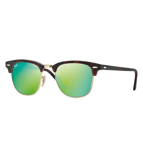 Ray Ban Clubmaster Flash Lenses Unisex Sunglasses Lenti: Verde, Montatura: Tartaruga - Rb3016 114519 51-21