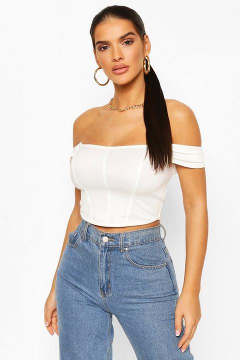 Womens Off The Shoulder Corset Style Top - White - 12, White