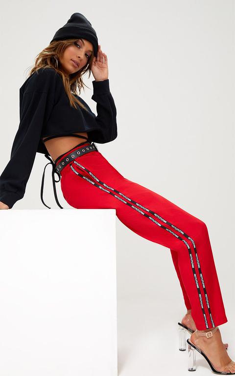 Prettylittlething Red Stripe Track Trouser