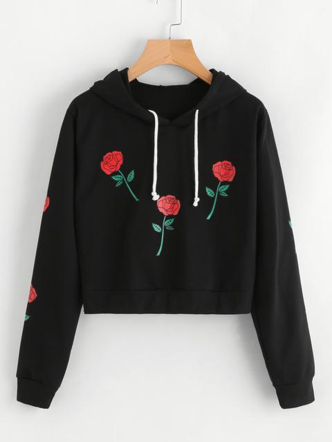 Rose Print Hoodie