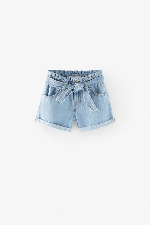 Paperbag Denim Bermuda Shorts from Zara 